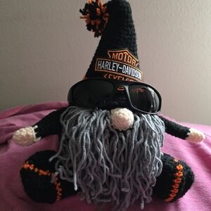Harley-Davidson Black & Orange Knit Gnome with Gray Beard
